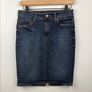 Garnet Hill Dark Blue Denim Skirt